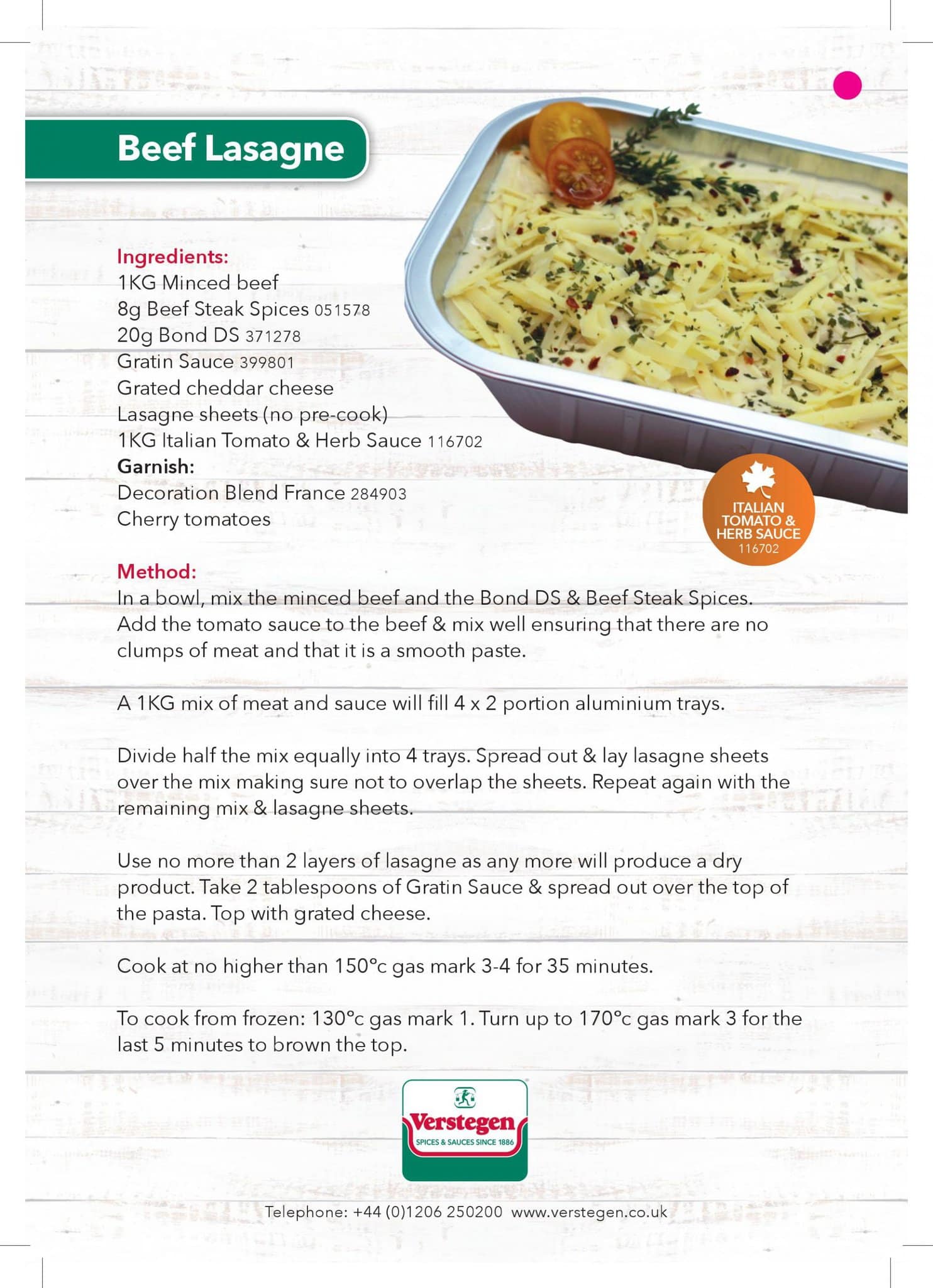 Beef Lasagna Promotion
