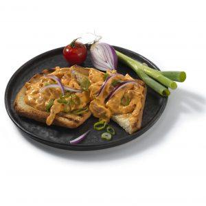Grilled sausage on toast