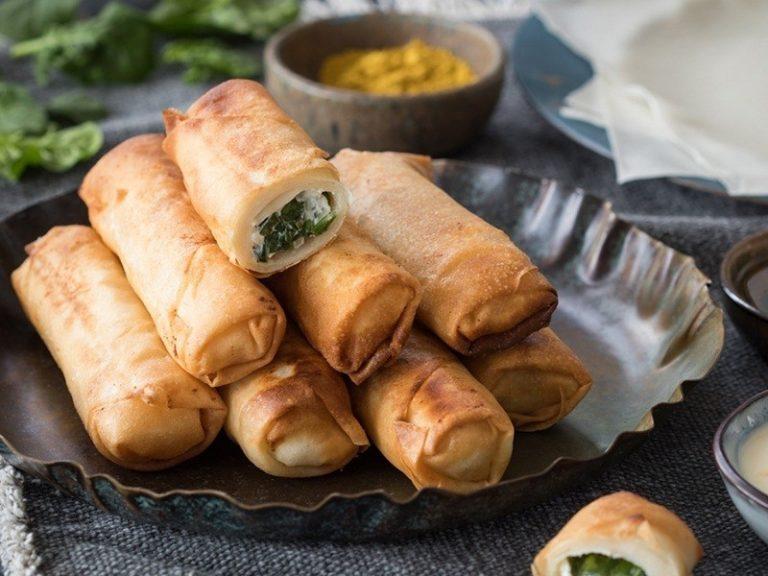 Recept-Geitenkaas-spinazie-loempias-met-sinaasappeldip_3x4klein