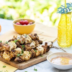 Mushroom and Cauliflower Satay Skewers