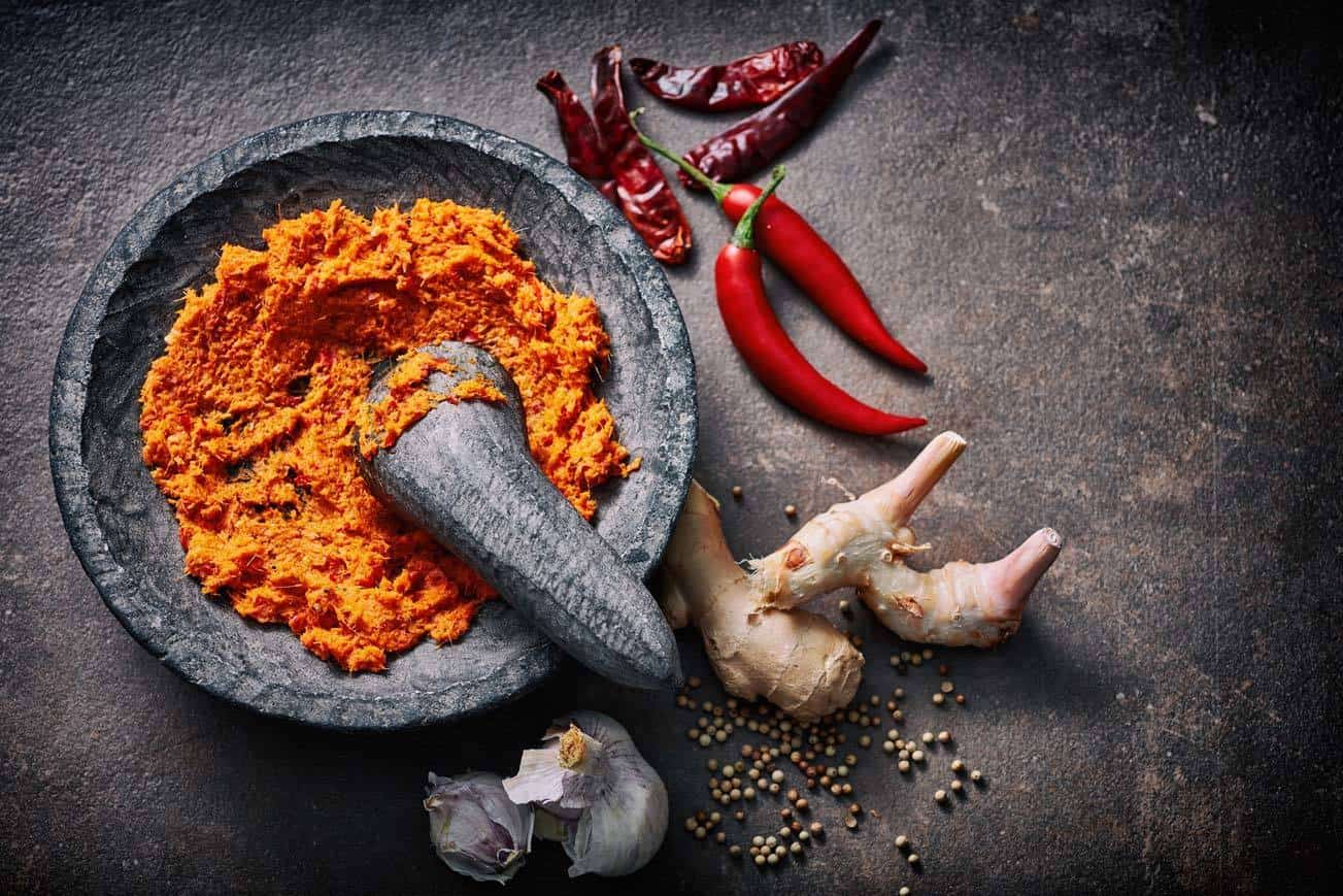 Spices being ground down