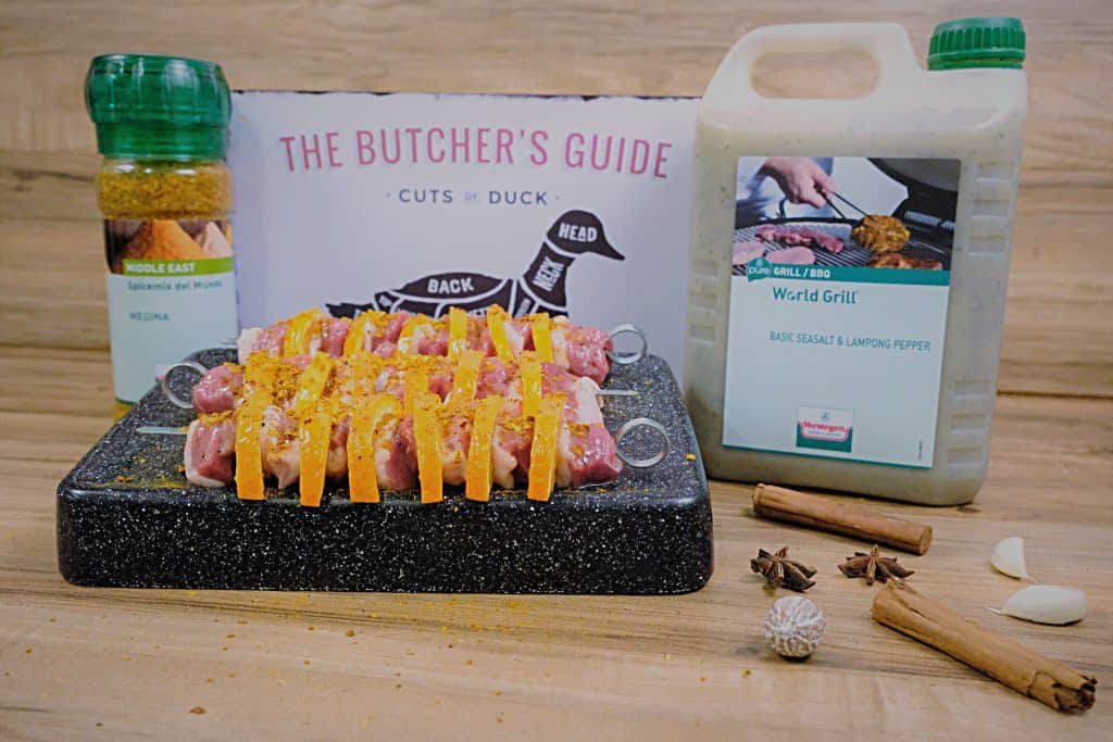 Duck and Orange Skewers