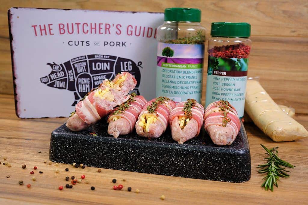 Stuffed Sausages wrapped in bacon