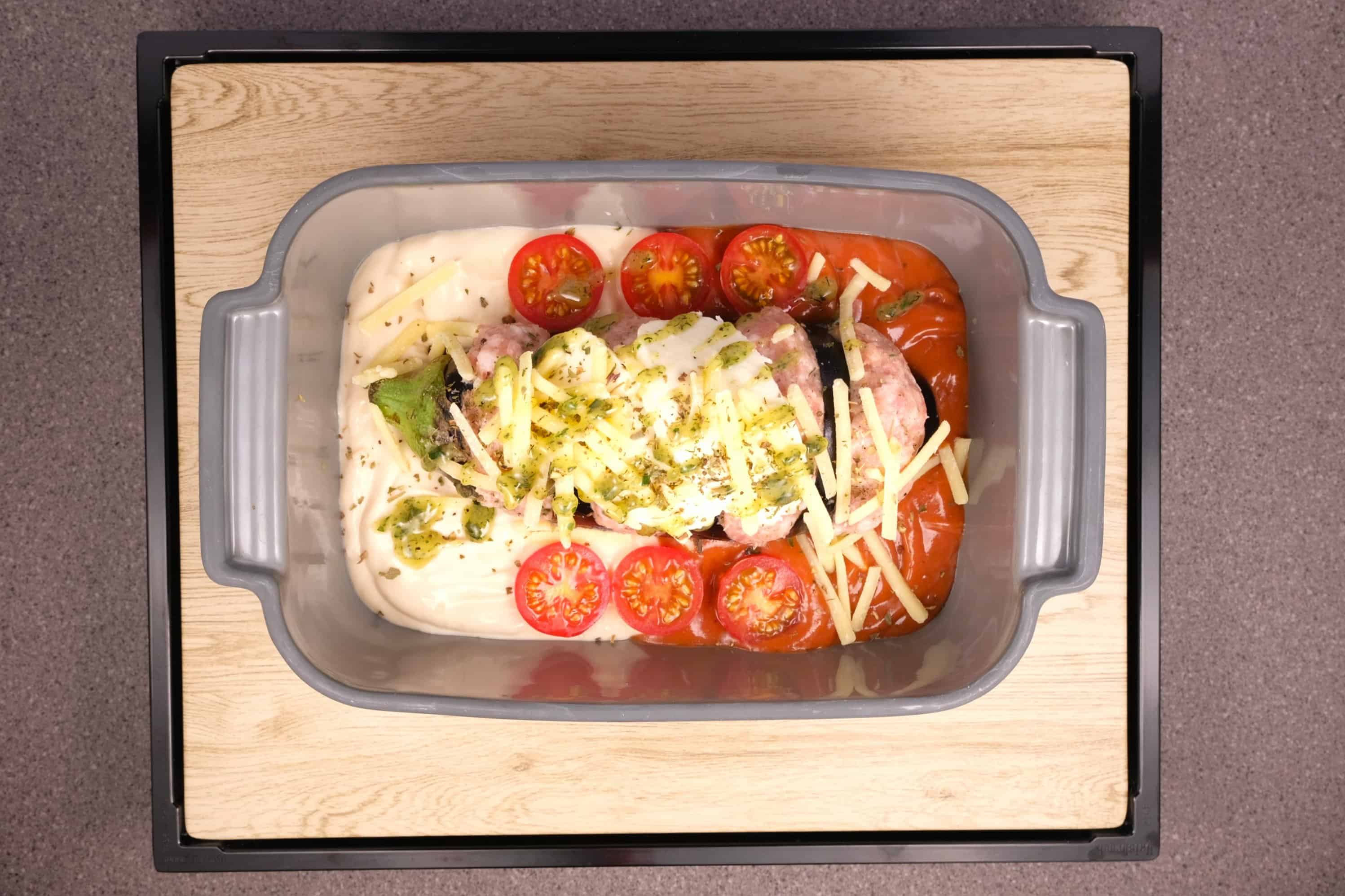 Baked Aubergine with Fennel Sausage