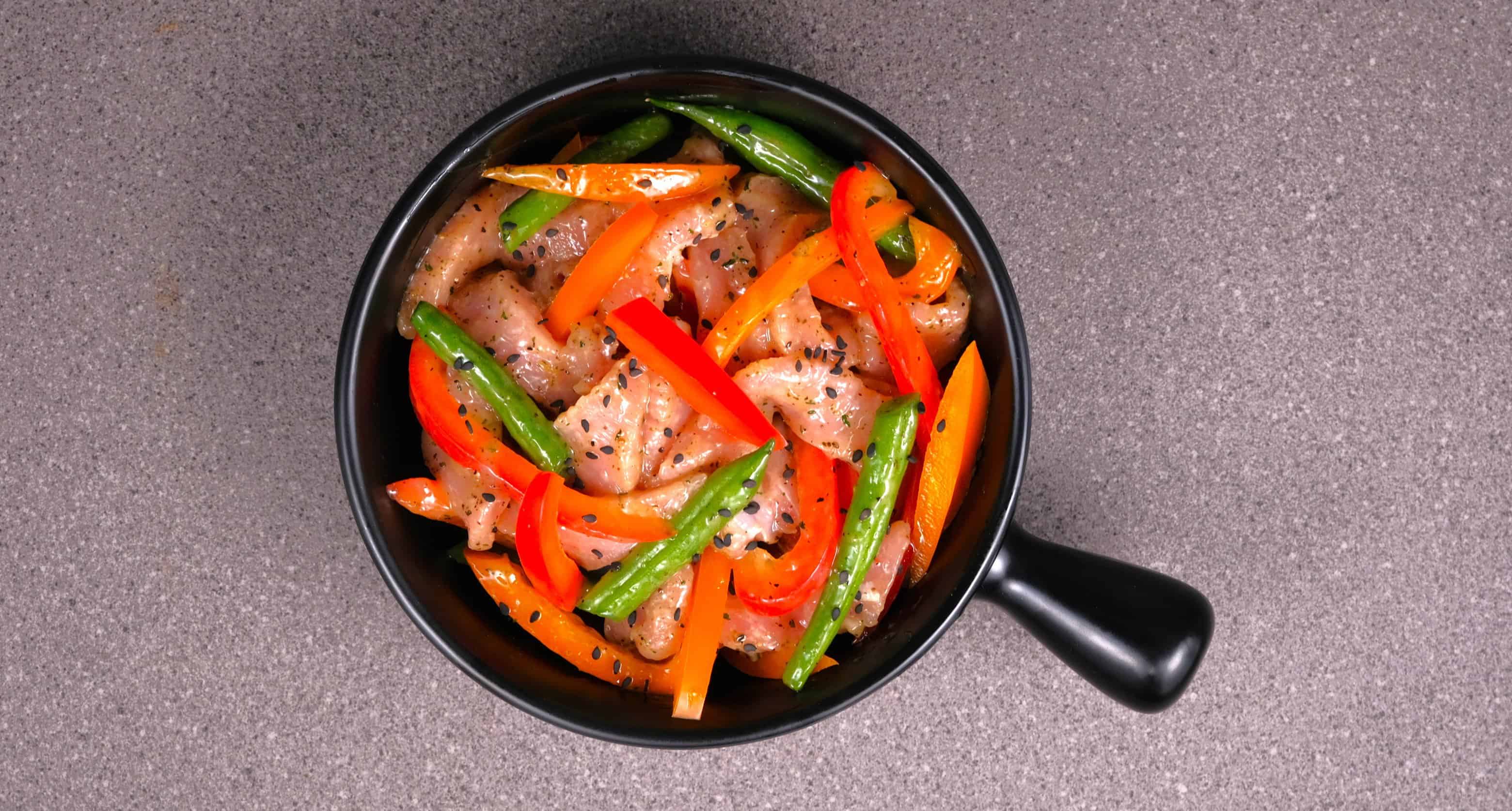 Lemon and pepper pork stir fry