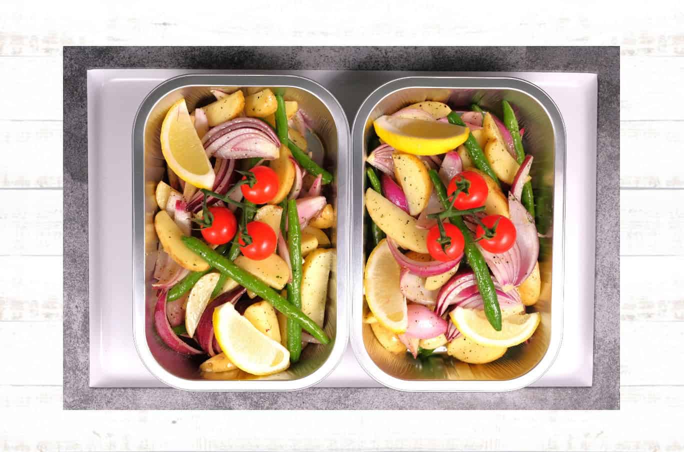 Lemon and pepper potato tray bake