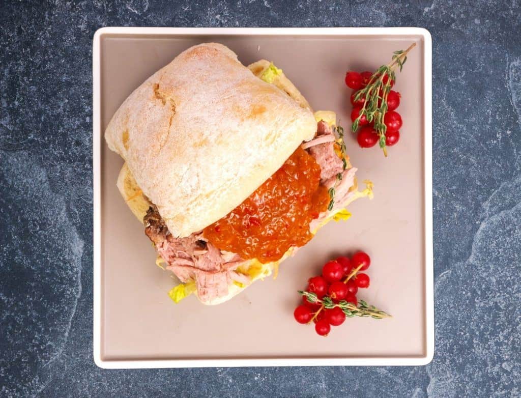 Pulled Turkey roll with sweet chilli sauce