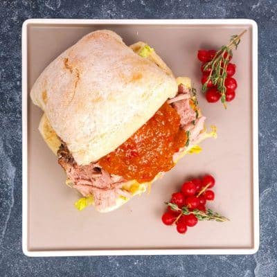 Pulled Turkey roll with sweet chilli sauce
