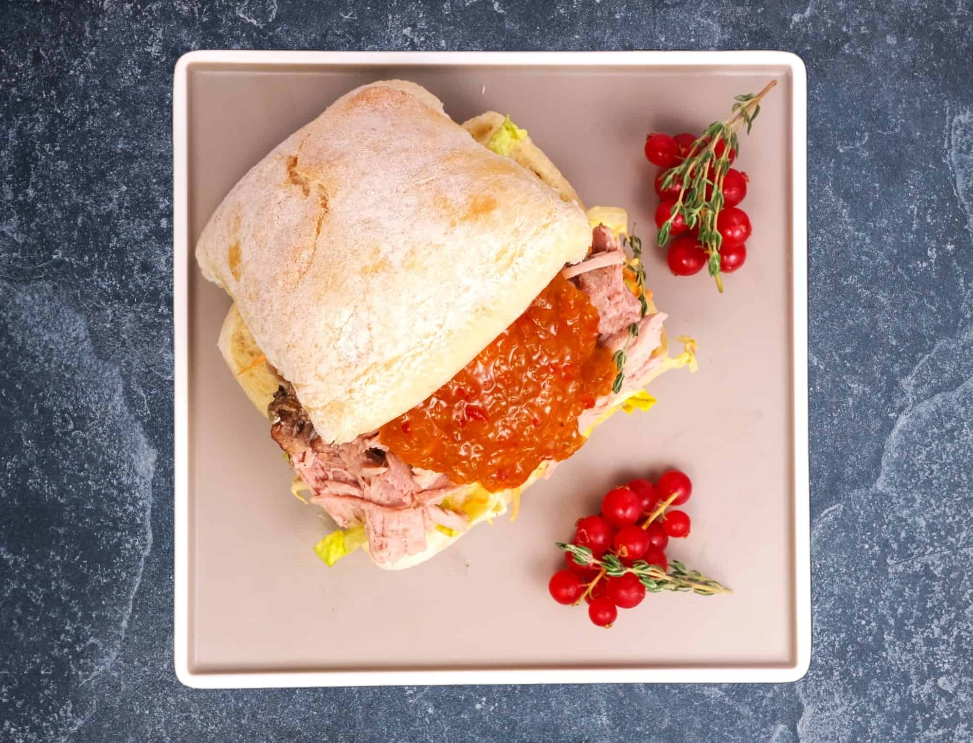 Pulled Turkey roll with sweet chilli sauce